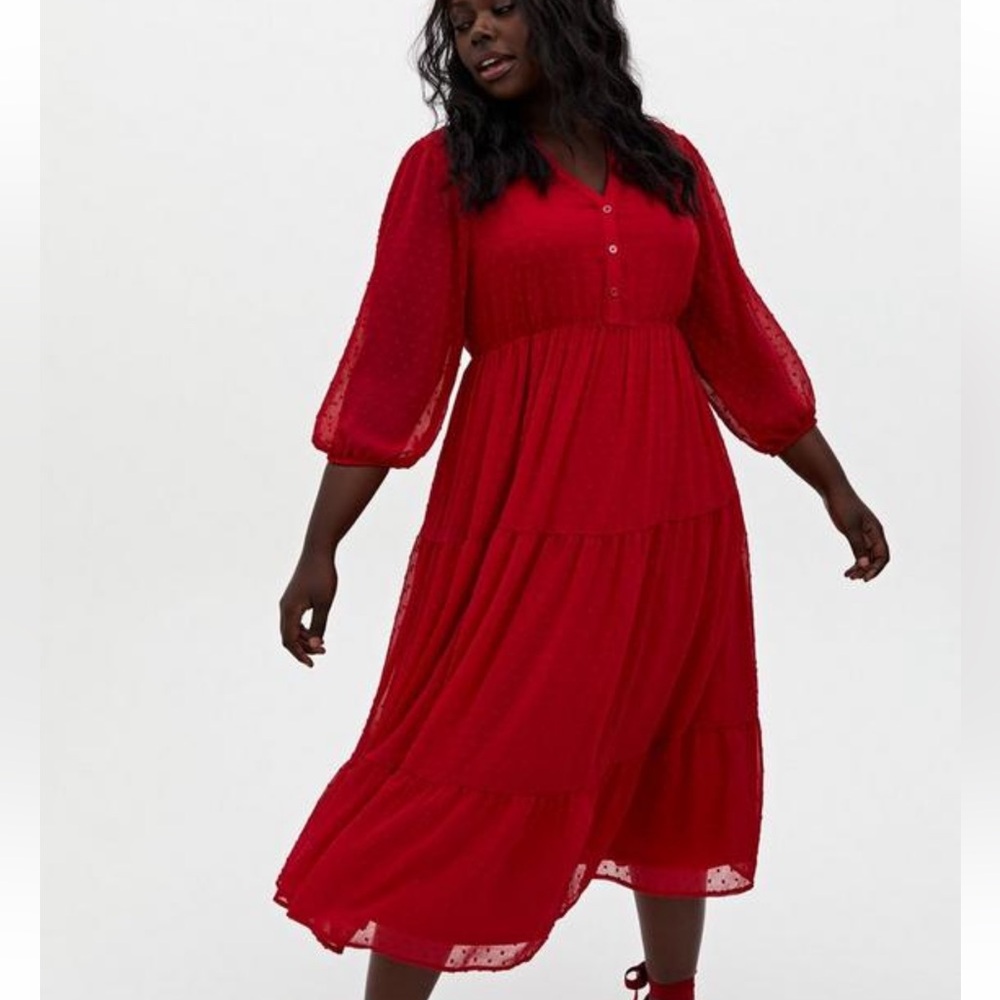 Torrid Red Maxi Skater Chiffon Flowy Dress